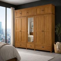 Guarda Roupa Madeira Maciça Bipartido 10 Portas Rústico Boho