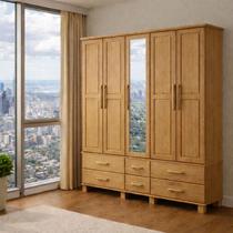 Guarda Roupa Madeira Maciça Bipartido c/ Espelho 5 Portas