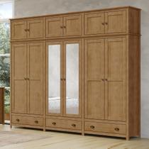 Guarda Roupa Madeira Maciça Pinus Bipartido 12 Portas Com Espelhos Guarda Roupa Madeira Maciça Pinus Bipartido 12 Portas Com Espelhos