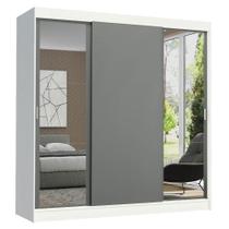 Guarda-roupa Madesa Reno 3 Porta Correr Espelho Branco Cinza