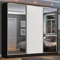 Guarda Roupa Madesa Zurique 3 Porta de Correr c/Espelhos PeB