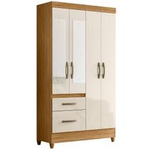 Guarda Roupa Madri 110cm 4 Portas Freijó Off White com Espelho Moval