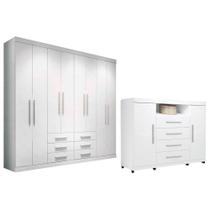 Guarda Roupa Master 8.6 + Cômoda Master 2.4 Branco - Santos Andirá Guarda Roupa Master 8.6 + Cômoda Master 2.4 Branco - Santos Andirá