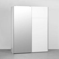 Guarda Roupa Maxx 2 Portas de Correr com 1 Espelho 1,83m - Branco e Prata