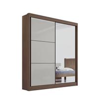 Guarda Roupa Mdf Atenas 2 Portas Espelho Castanho Off White