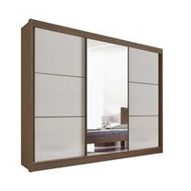 Guarda Roupa MDF Los Angeles 3 Portas Espelho Castanho Off Guarda Roupa MDF Los Angeles 3 Portas Espelho Castanho Off