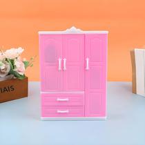 Guarda-Roupa Miniatura De Plástico Rosa Para Casa De Bonecas 1/12 1/6 Acessórios Para Casa De