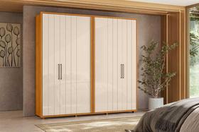 Guarda-roupa Miró 100% MDF ripado 6 portas e 4 gavetas - Cinamomo Off White - Madetec Guarda-roupa Miró 100% MDF ripado 6 portas e 4 gavetas - Cinamomo Off White - Madetec