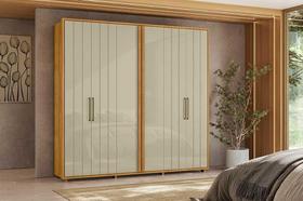 Guarda-roupa Miró 100% MDF ripado 6 portas e 4 gavetas - Cumaru Opala - Madetec Guarda-roupa Miró 100% MDF ripado 6 portas e 4 gavetas - Cumaru Opala - Madetec