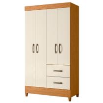Guarda Roupa Mobi 4 Portas 2 Gavetas Cinamomo/Off White - ABZ Guarda Roupa Mobi 4 Portas 2 Gavetas Cinamomo/Off White - ABZ