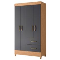 Guarda Roupa Mobi 4 Portas 2 Gavetas Freijó/Titanium - ABZ Guarda Roupa Mobi 4 Portas 2 Gavetas Freijó/Titanium - ABZ