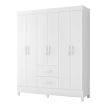 Guarda Roupa Mobi 6 Portas Biflex Branco Fosco Liso/Rosa Matte - Albatroz Móveis