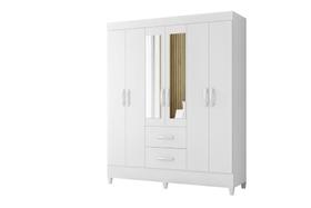 Guarda Roupa Mobi 6 Portas com Espelho 2 Gavetas Biflex ( Branco Fosco Liso/Rosa Matte) - ABZ Guarda Roupa Mobi 6 Portas com Espelho 2 Gavetas Biflex ( Branco Fosco Liso/Rosa Matte) - ABZ