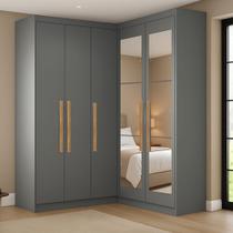 Guarda-roupa Modulação de Canto com Puxadores Mdf com Espelho Paris Guarda-roupa Modulação de Canto com Puxadores Mdf com Espelho Paris
