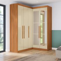 Guarda-roupa Modulação de Canto com Puxadores Mdf com Espelho Paris Guarda-roupa Modulação de Canto com Puxadores Mdf com Espelho Paris