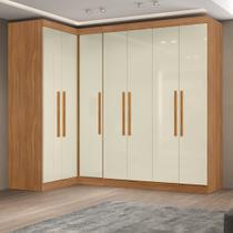 Guarda-Roupa Modulação de Canto com Puxadores MDF Paris Bege/Cinamomo/Off White Guarda-Roupa Modulação de Canto com Puxadores MDF Paris Bege/Cinamomo/Off White