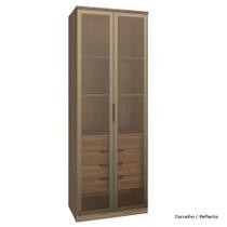 Guarda Roupa Modulado 02 Porta de Vidro 245cm com Colmeia Setiba Guarda Roupa Modulado 02 Porta de Vidro 245cm com Colmeia Setiba