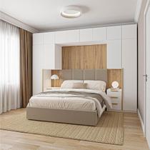 Guarda-Roupa Modulado 10 Peças 12 Portas 2 Mesas cabeceira Jade CabeCasa MadeiraMadeira Branco Fosco