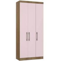 Guarda Roupa Modulado 101,50cm 3 Portas Paris Avelã/Rosa