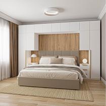 Guarda-Roupa Modulado 11 Peças 13 Portas 2 Mesas Cabeceira Jade CabeCasa MadeiraMadeira Branco Fosco