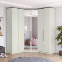 Guarda-roupa Modulado 189,5 X 189,5cm de Canto com Espelho 6 Portas 3 Gavetas Seletto Henn - Areia HP Guarda-roupa Modulado 189,5 X 189,5cm de Canto com Espelho 6 Portas 3 Gavetas Seletto Henn - Areia HP