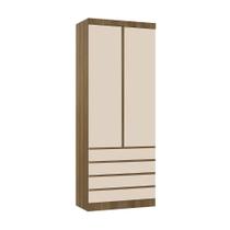 Guarda Roupa Modulado 2 Portas 4 Gavetas 90cm Veneza Luciane Móveis Avelã Pf/arenas Pf