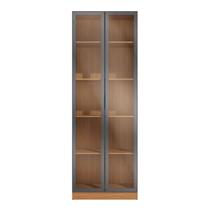Guarda-Roupa Modulado 2 Portas de Vidro 4 Prateleiras 80cm x 52cm x 230cm Linha Liga Modulado Cinza Canela/Grafite