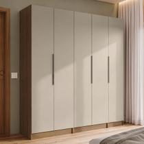 Guarda-Roupa Modulado 200 cm 5 Portas 2 Gavetas Rustic/Crema Neo Madesa 02 Guarda-Roupa Modulado 200 cm 5 Portas 2 Gavetas Rustic/Crema Neo Madesa 02