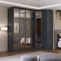 Guarda Roupa Modulado 2,40m Portas Reflecta c/ Led 100% MDF Guarda Roupa Modulado 2,40m Portas Reflecta c/ Led 100% MDF