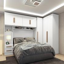 Guarda-Roupa Modulado 3 Peças 3 Portas 3 Gavetas com Maleiro Smart Plus Yescasa Branco Guarda-Roupa Modulado 3 Peças 3 Portas 3 Gavetas com Maleiro Smart Plus Yescasa Branco