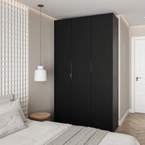 Guarda Roupa Modulado 3 Portas com Cabideiro Hera CabeCasa MadeiraOriginals Preto Onix/Cromado Guarda Roupa Modulado 3 Portas com Cabideiro Hera CabeCasa MadeiraOriginals Preto Onix/Cromado