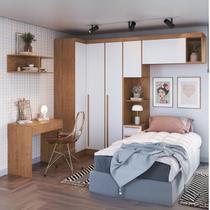 Guarda-Roupa Modulado 6 Peças Infinity Marrom/Cedro/Branco Line Guarda-Roupa Modulado 6 Peças Infinity Marrom/Cedro/Branco Line