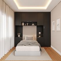 Guarda-Roupa Modulado 7 Portas 5 Peças Hera CabeCasa MadeiraOriginals Preto/Cinza
