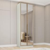 Guarda-roupa Modulado 80cm 2 Portas com Espelho Cabideiro Multiuso Seletto Henn - Areia/Jequitibá Guarda-roupa Modulado 80cm 2 Portas com Espelho Cabideiro Multiuso Seletto Henn - Areia/Jequitibá