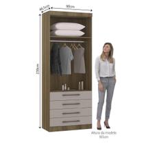 Guarda Roupa Modulado 90cm 2 Portas 4 Gavetas Avelã Cinammon