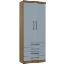 Guarda Roupa Modulado 90cm 2 Portas 4 Gavetas Avelã Grey Sky