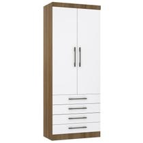 Guarda Roupa Modulado 90cm 2 Portas 4 Gavetas Delphi Avelã/Branco L01 - Mpozenato Guarda Roupa Modulado 90cm 2 Portas 4 Gavetas Delphi Avelã/Branco L01 - Mpozenato