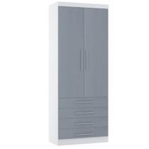 Guarda Roupa Modulado 90cm 2 Portas E 4 Gavetas Alpes Luciane Móveis Branco Pf Com Grey Sky Pf