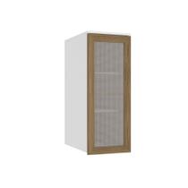 Guarda-roupa Modulado Aéreo Alto 36cm 1 Porta com Tela Arca - Branco/Nogueira