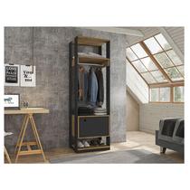 Guarda Roupa Modulado Ambiente Titan com Porta Preto Freijó - Móveis Leão