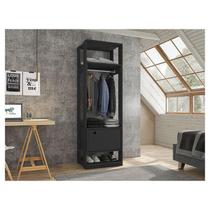 Guarda Roupa Modulado Ambiente Titan com Porta Preto - Móveis Leão