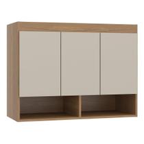 Guarda Roupa Modulado Armário Aéreo 3 Portas Selene Menu Móveis Carvalho