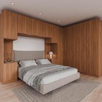 Guarda Roupa Modulado Canto 12 Portas 6 Peças 2 Mesas de Cabeceira Hera CabeCasa MadeiraMadeira Louro