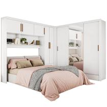 Guarda Roupa Modulado Carioca Santiago Casal 8 Portas 5 Gavetas e Espelho Cor Branco