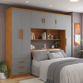 Guarda-Roupa Modulado Casal 6 Portas 3 Gavetas Top Cancun Yescasa Marrom/Nature/Cinza Guarda-Roupa Modulado Casal 6 Portas 3 Gavetas Top Cancun Yescasa Marrom/Nature/Cinza