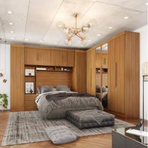 Guarda-roupa Modulado Casal Completo 4 Peças 8 Portas com Maleiro e Espelho Smart Espresso Móveis