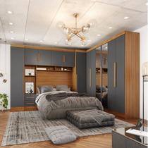 Guarda-roupa Modulado Casal Completo 4 Peças 8 Portas com Maleiro e Espelho Smart Espresso Móveis