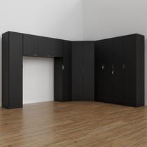 Guarda Roupa Modulado Casal de Canto 11 Portas 5 Peças Hera Cabecasa Madeiramadeira Preto/Cromado