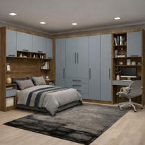 Guarda Roupa Modulado Casal Queen 1,58 m Canto com Escrivaninha Paris Luciane M11 Cor:Azul