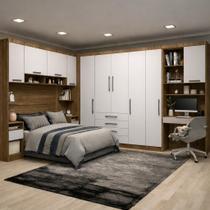 Guarda Roupa Modulado Casal Queen 1,58 m Canto com Escrivaninha Paris Luciane M11 Cor:Branco